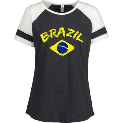 Brasil Brazilian National Flag Soccer Jersey Football Enza Ladies Jersey Colorblock Tee