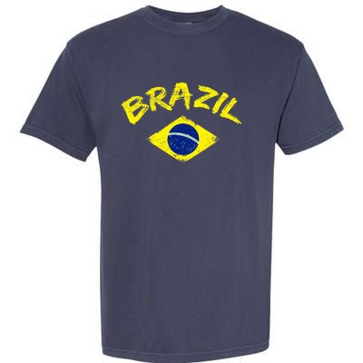 Brasil Brazilian National Flag Soccer Jersey Football Garment-Dyed Heavyweight T-Shirt