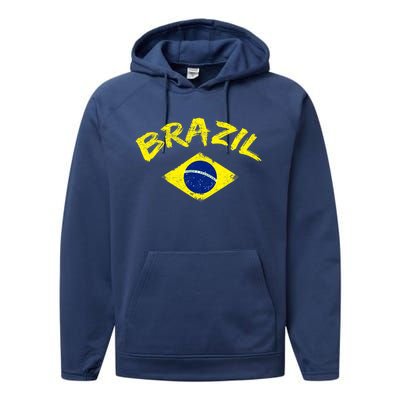 Brasil Brazilian National Flag Soccer Jersey Football Performance Fleece Hoodie