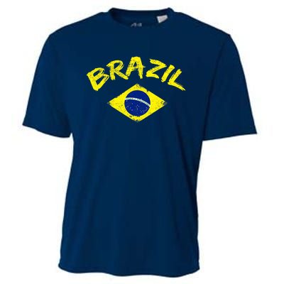 Brasil Brazilian National Flag Soccer Jersey Football Cooling Performance Crew T-Shirt