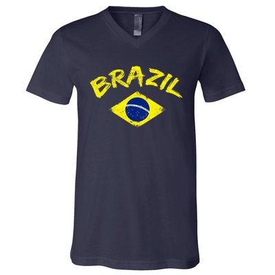 Brasil Brazilian National Flag Soccer Jersey Football V-Neck T-Shirt