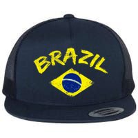 Brasil Brazilian National Flag Soccer Jersey Football Flat Bill Trucker Hat