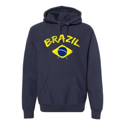 Brasil Brazilian National Flag Soccer Jersey Football Premium Hoodie