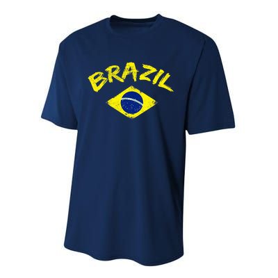 Brasil Brazilian National Flag Soccer Jersey Football Performance Sprint T-Shirt