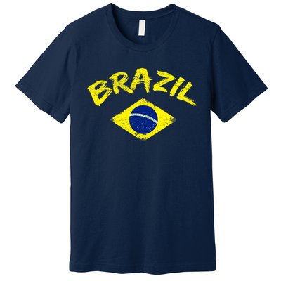 Brasil Brazilian National Flag Soccer Jersey Football Premium T-Shirt