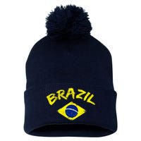 Brasil Brazilian National Flag Soccer Jersey Football Pom Pom 12in Knit Beanie