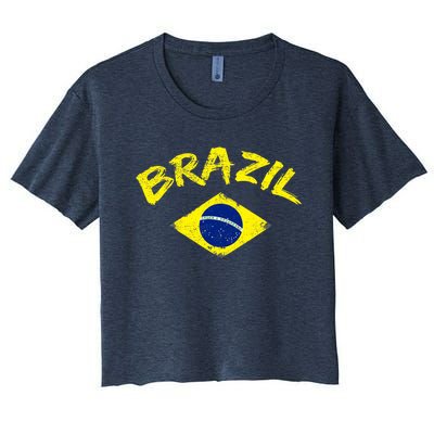 Brasil Brazilian National Flag Soccer Jersey Football Women's Crop Top Tee