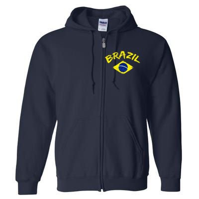 Brasil Brazilian National Flag Soccer Jersey Football Full Zip Hoodie