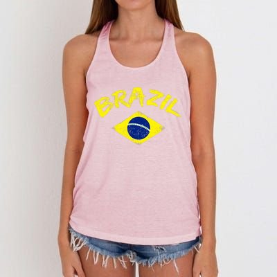 Brasil Brazilian National Flag Soccer Jersey Football Women's Knotted Racerback Tank