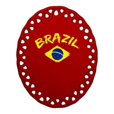 Brasil Brazilian National Flag Soccer Jersey Football Ceramic Oval Ornament