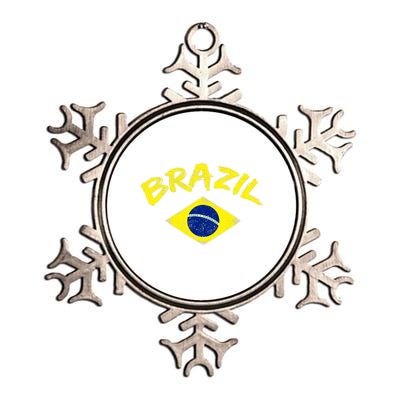 Brasil Brazilian National Flag Soccer Jersey Football Metallic Star Ornament