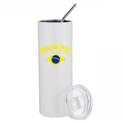 Brasil Brazilian National Flag Soccer Jersey Football Stainless Steel Tumbler