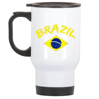 Brasil Brazilian National Flag Soccer Jersey Football Stainless Steel Travel Mug