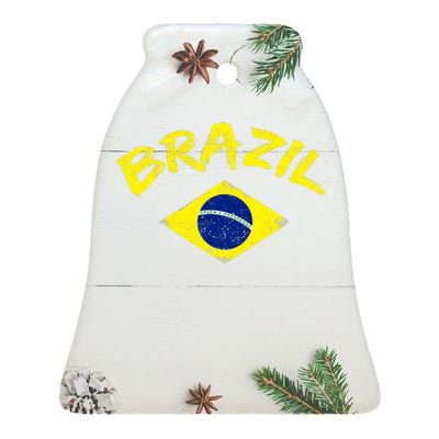 Brasil Brazilian National Flag Soccer Jersey Football Ceramic Bell Ornament