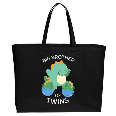 Big Brother Of Twins Dinosaur Twin Cotton Canvas Jumbo Tote