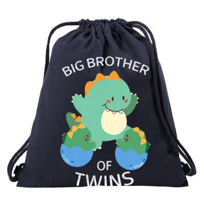 Big Brother Of Twins Dinosaur Twin Drawstring Bag