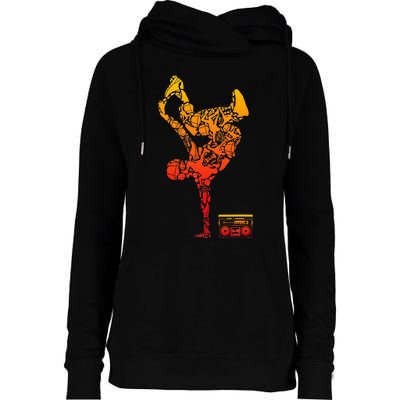 Breakdancing Boombox One Hand Freeze Hip Hop Breaking Womens Funnel Neck Pullover Hood