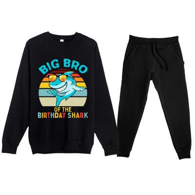 Big Bro of the Shark Birthday Brother Matching Family Premium Crewneck Sweatsuit Set