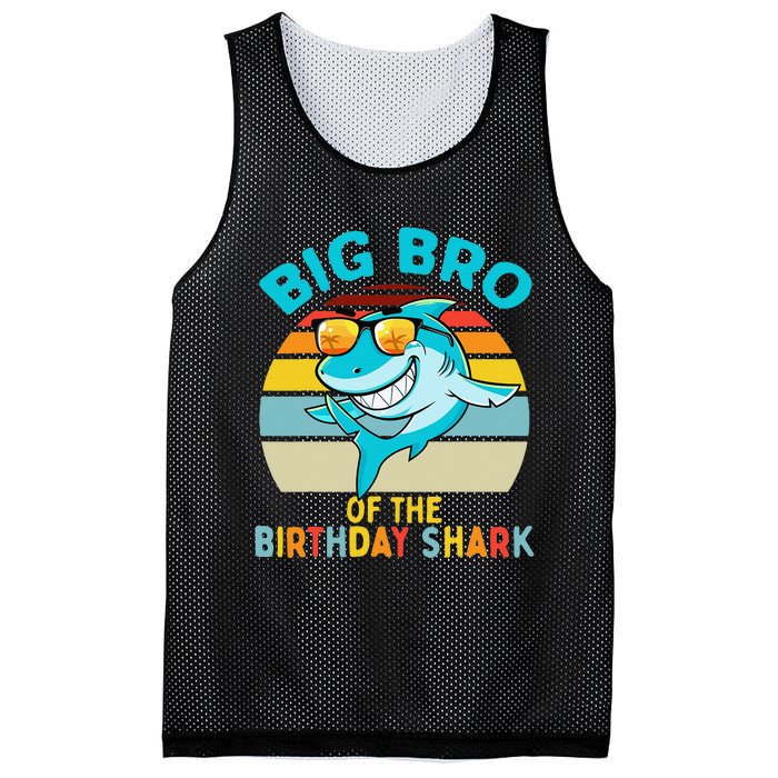 Big Bro of the Shark Birthday Brother Matching Family Mesh Reversible Basketball Jersey Tank