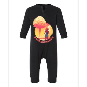 Barbenheimer Barb!e Oppenheimer Barb!e Moive Inspired Oppenheimer Movie Infant Fleece One Piece