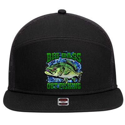 Big Bass Out Fishing 7 Panel Mesh Trucker Snapback Hat