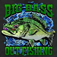 Big Bass Out Fishing 7 Panel Mesh Trucker Snapback Hat