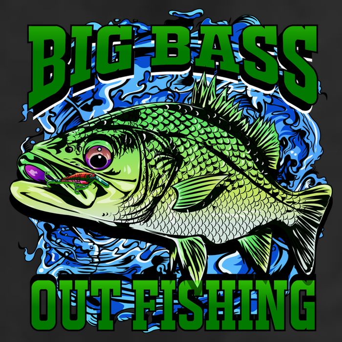 Big Bass Out Fishing 7 Panel Mesh Trucker Snapback Hat