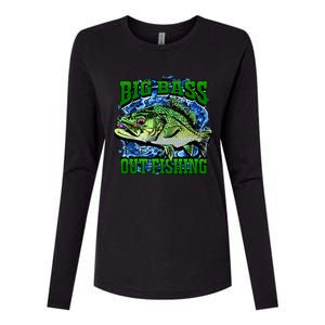 Big Bass Out Fishing Womens Cotton Relaxed Long Sleeve T-Shirt