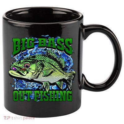 Big Bass Out Fishing 11oz C Handle Ceramic Mug
