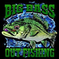 Big Bass Out Fishing Drawstring Bag