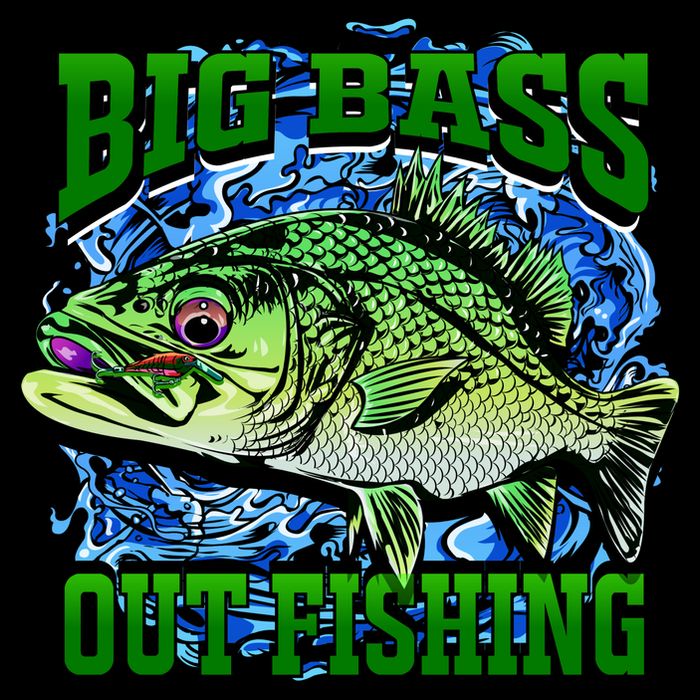 Big Bass Out Fishing Drawstring Bag
