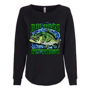 Big Bass Out Fishing Womens California Wash Sweatshirt