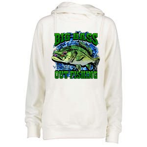 Big Bass Out Fishing Womens Funnel Neck Pullover Hood