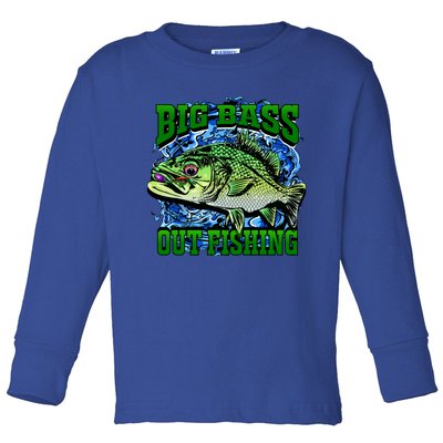 Big Bass Out Fishing Toddler Long Sleeve Shirt