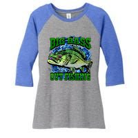 Big Bass Out Fishing Women's Tri-Blend 3/4-Sleeve Raglan Shirt