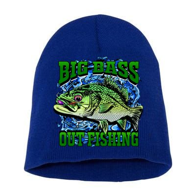 Big Bass Out Fishing Short Acrylic Beanie