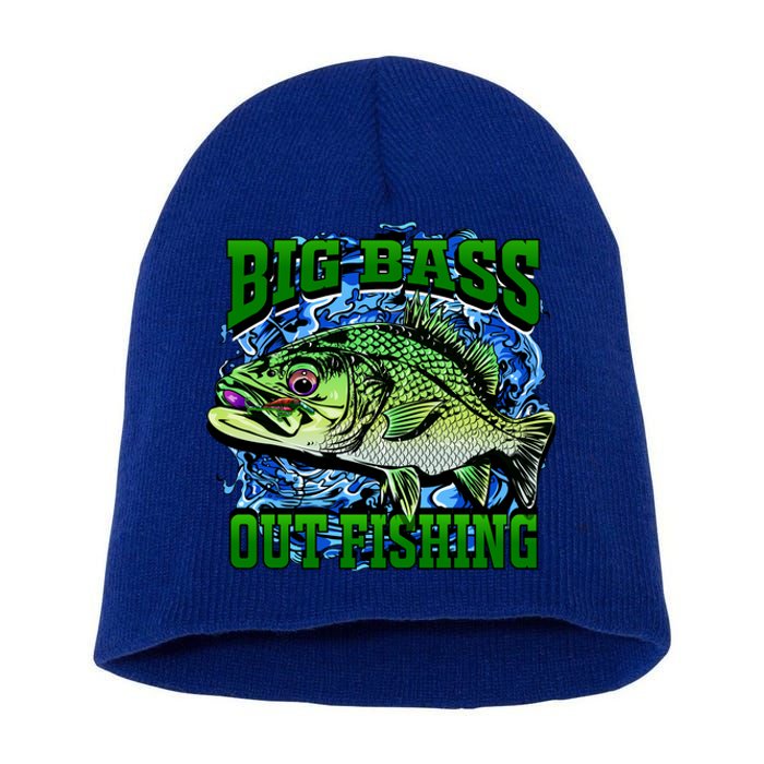 Big Bass Out Fishing Short Acrylic Beanie