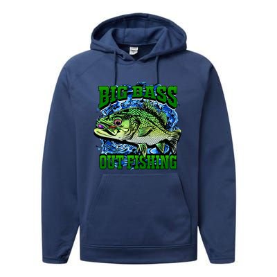 Big Bass Out Fishing Performance Fleece Hoodie