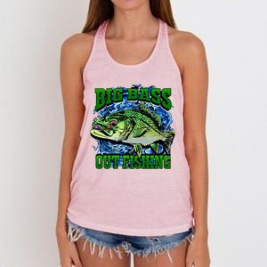 Big Bass Out Fishing Women's Knotted Racerback Tank