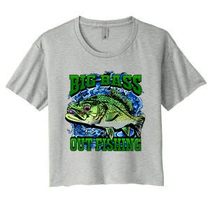 Big Bass Out Fishing Women's Crop Top Tee