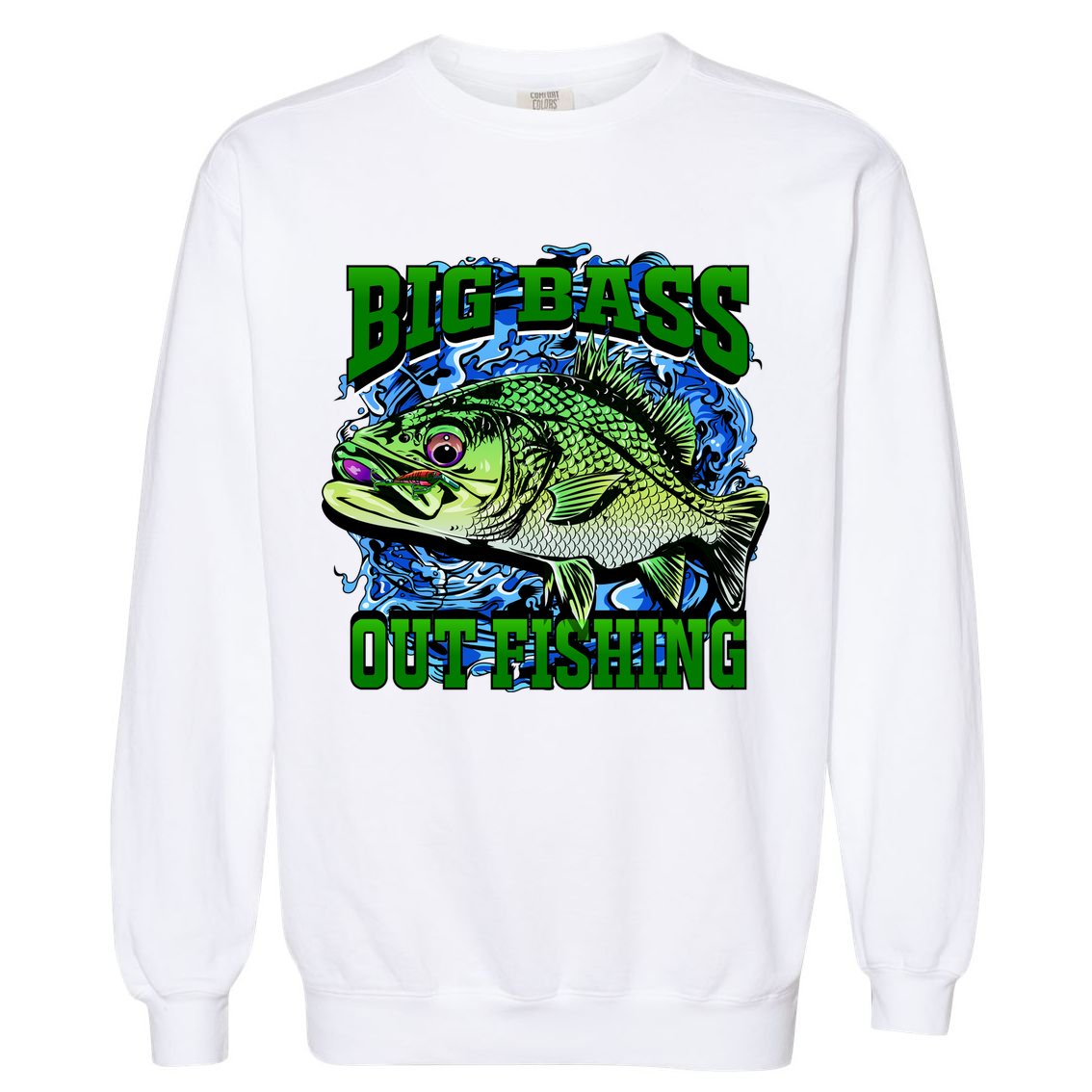 Big Bass Out Fishing Garment-Dyed Sweatshirt