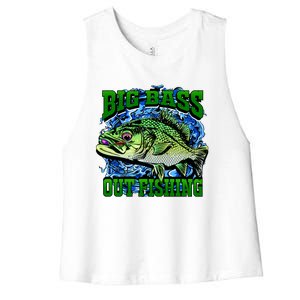 Big Bass Out Fishing Women's Racerback Cropped Tank