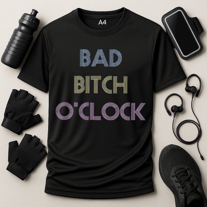 Bad Bitch OClock Funny Black Queen Cooling Performance Crew T-Shirt