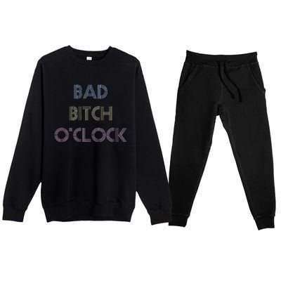 Bad Bitch OClock Funny Black Queen Premium Crewneck Sweatsuit Set