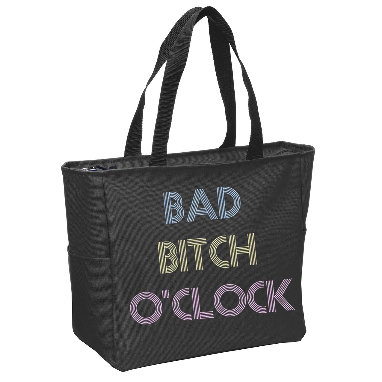 Bad Bitch OClock Funny Black Queen Zip Tote Bag