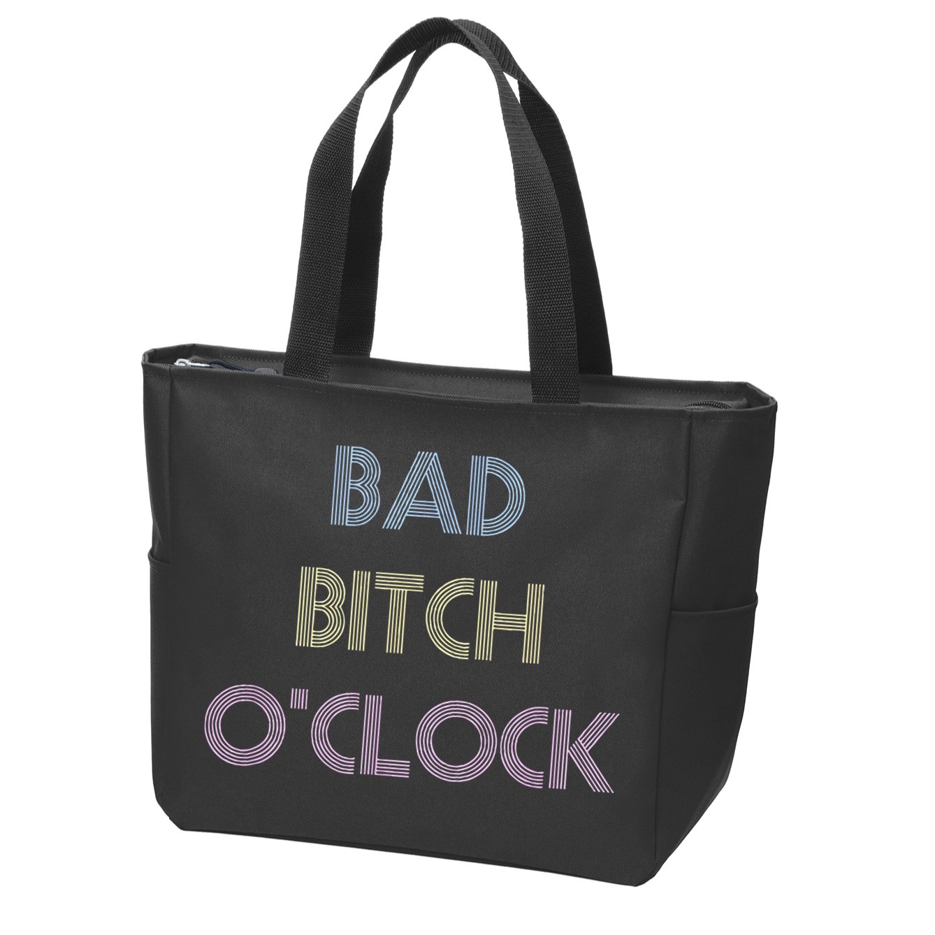 Bad Bitch OClock Funny Black Queen Zip Tote Bag