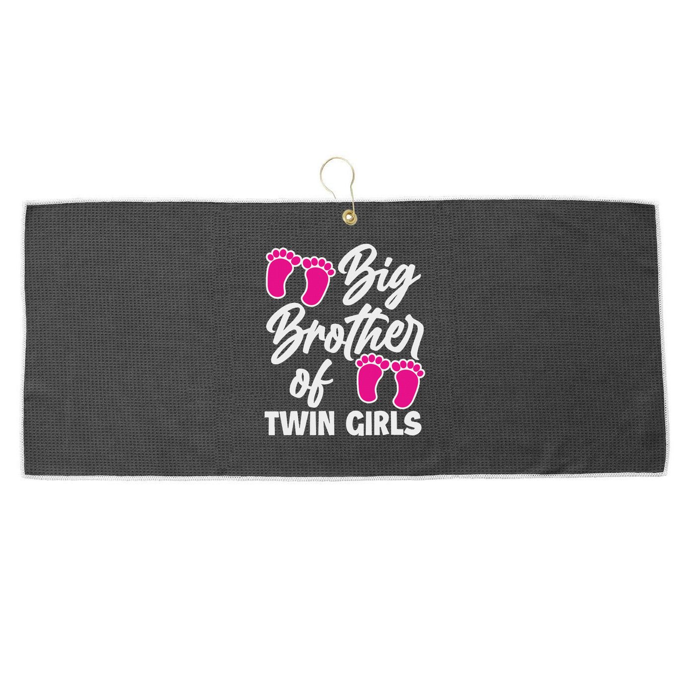 Big Brother Of Twin New Brother Sibling Funny Twins Large Microfiber Waffle Golf Towel