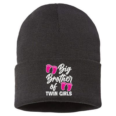 Big Brother Of Twin New Brother Sibling Funny Twins Sustainable Knit Beanie