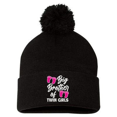 Big Brother Of Twin New Brother Sibling Funny Twins Pom Pom 12in Knit Beanie