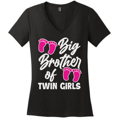 Big Brother Of Twin New Brother Sibling Funny Twins Women's V-Neck T-Shirt